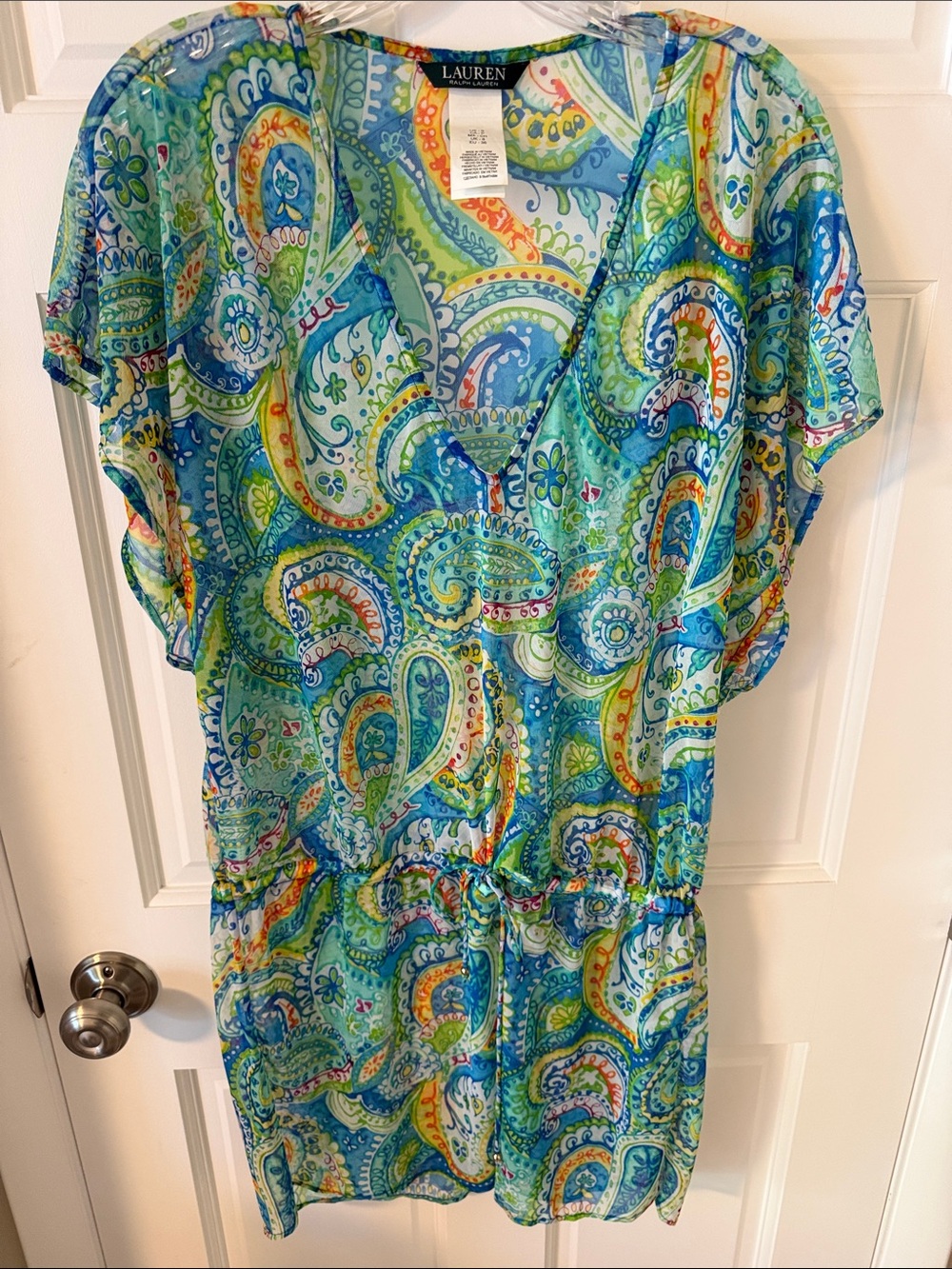 Lauren Ralph Lauren Carnivale Paisley Mesh Semi Sheer Swim Coverup Small